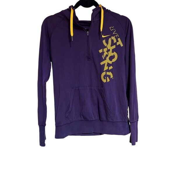 Nike Dri-FIT Hoodie Womens Medium Purple Livestrong Half-Zip Drawstring Casual - Picture 1 of 11
